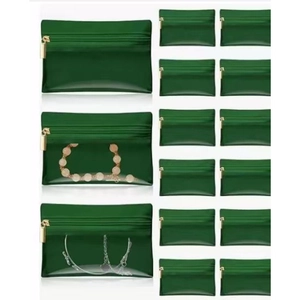 Dark green transparent zipper storage bags for jewelry, small parts and accessories organization.