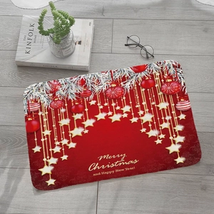 Paillasson De Noël En Flanelle Tapis De Sol Absorbant Décoration Saisonnière Tapis De Bienvenue Intérieur Antidérapant