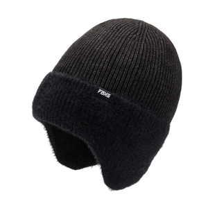 Bonnet en tricot d'hiver pour hommes avec doublure polaire et protection des oreilles