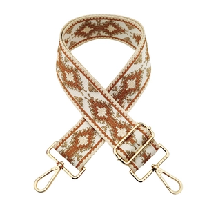 Ethno-Boho-Stil breiter gewebter Jacquard-Taschengurt mit goldenen Metallkarabinern