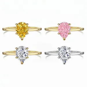 925 Sterling Silver Ring For Women Luxury Pear Cut Zirconia Elegant Engagement Fashion Jewelry Band Ring High Quality Gift