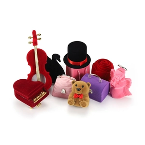 Flocked Velvet Jewelry Box Creative Cartoon Mushroom Flower Animal Shape Ring Case Portable Gift Packaging For Proposal