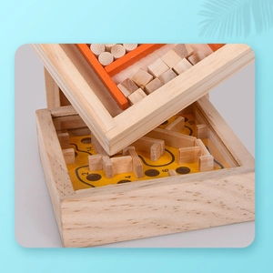 Educational wooden maze game with numbered pathways to improve focus and balance for kids
