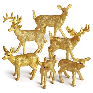 Golden White Tailed Deer Simulation Model Realistic Animal Figurines Forest Deer Statues Miniature Home Decor Desktop Ornaments Kids Educational