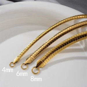 Waterproof 18K gold plated stainless steel flat snake bone chain necklace for women