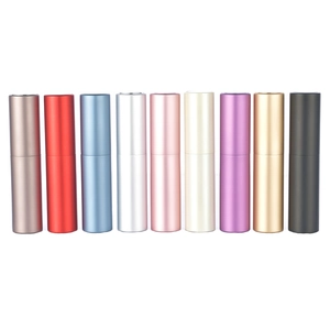 Colorful 10ml refillable twist-up perfume atomizers set in metallic finishes