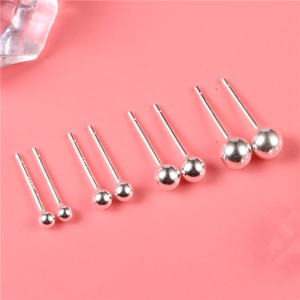 Minimalist Ball Stud Earrings S999 Sterling Silver Mini Round Bead Smooth Piercing Jewelry For Men Women