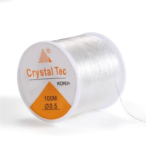 Close-up of 100M clear elastic crystal thread roll for DIY jewelry making 0.5mm