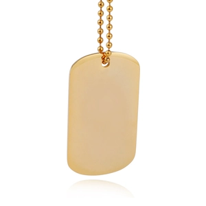 Poliertes Gold Dog Tag Halskette aus Titanstahl mit klassischer Kugelkette für Herren