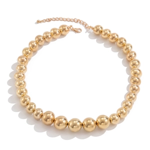 Polished gold beaded necklace for men featuring spherical CCB beads and lobster clasp