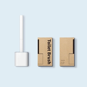 White silicone toilet brush with handle and packaging box made of PP and TPR material
