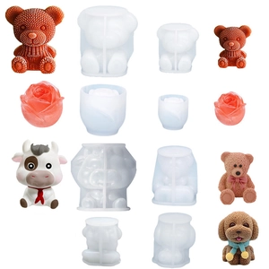 Stampo In Silicone 3D Orso Animale E Fiore Di Rosa Vassoio Per Cubetti Di Ghiaccio DIY Cioccolato Torta Strumenti Da Cucina