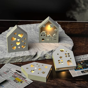 Moule silicone boîte de rangement maison lumineuse pour résine DIY avec décor LED chaud
