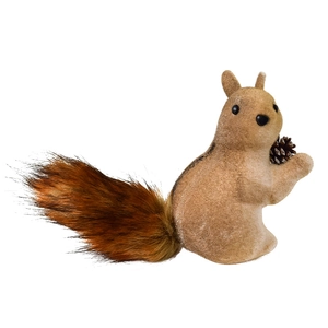 Décoration de Noël écureuil réaliste avec queue en peluche et pomme de pin