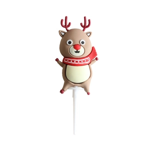 Cute reindeer cake topper with red antlers and scarf for Christmas party cake decoration
