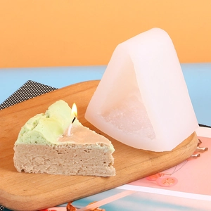 Detailed silicone mold for making wax slice candles and realistic cake shapes