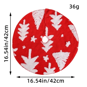 Red Christmas tree skirt with white snowflakes and 42cm diameter size specifications