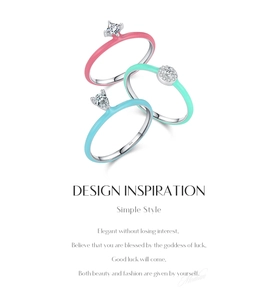 Detail showing S925 sterling silver rings with colorful drip oil and zircon stones