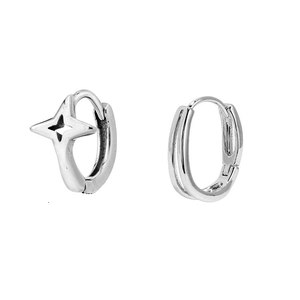 Boucles d'oreilles minimalistes en acier inoxydable argenté avec pendentif étoile
