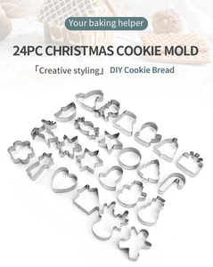 24 Stk Edelstahl Weihnachten Plaetzchen Ausstecher Set, Detailansicht fuer DIY Backen.