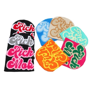 Knit Beanie Hat Acrylic Jacquard Letter Pattern Hip Hop Streetwear Warm Winter Skull Cap For Men Women