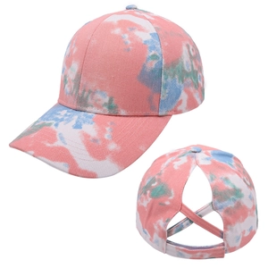 Tie-dye honkbalpet met elastische kruisbandopening voor hoge paardenstaarten en knotjes