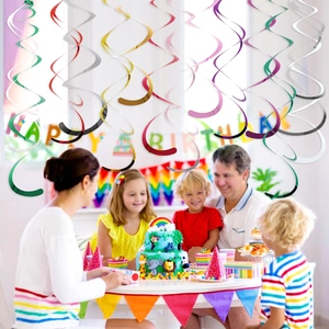Colorful PVC spiral hanging swirls for birthday parties and holiday wall decorations