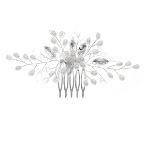 Elegante pettine per capelli con perle e cristalli fatti a mano per acconciature da sposa