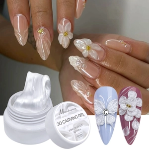 Macro del gel per sculture 3D bianco perlato per nail art in rilievo curato
