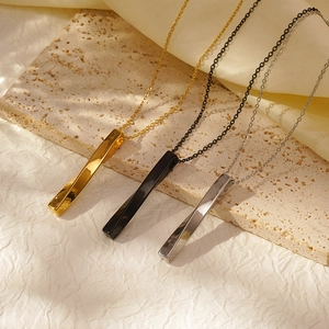 Mobius Twist Bar Pendant Necklace Stainless Steel Minimalist Geometric Jewelry For Men Women Gothic Punk Style Gift
