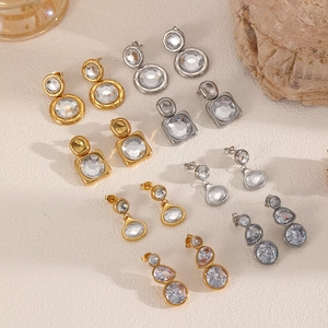 Luxurious 18k gold plated stainless steel earring set with zircon crystal studs