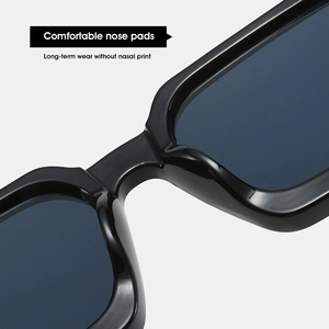Classic black square frame sunglasses featuring comfortable integrated nose pads
