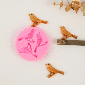 3-Cavity Bird Silicone Mold DIY Baking Fondant Chocolate Resin Casting Realistic Animal Shape Crafting Tool