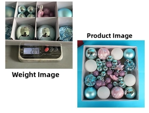 Weight measurement of 284g for Christmas ball ornament set in divided gift box