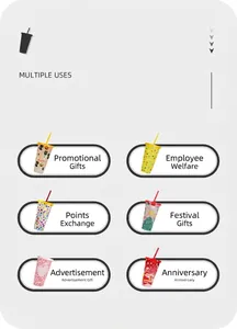 Reusable color changing PP coffee cups with Christmas and Halloween festive patterns