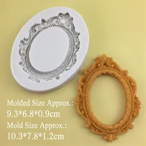 Baroque oval photo frame silicone mold for resin craft and cake decorating
