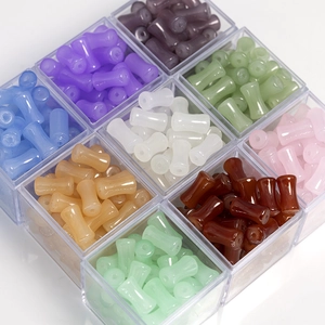 Bamboo-shaped glass beads in various colors for DIY bracelets and jewelry making