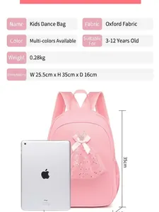 Pink ballet dance backpack for girls featuring sequin tutu detail and Oxford fabric