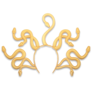 Golden Medusa snake headpiece for Halloween cosplay and ancient Greek costume party