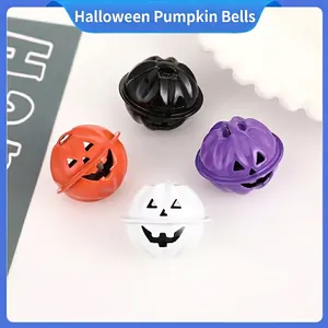 Halloween Pumpkin Jingle Bells Iron Metal Jack O Lantern Face Hanging Ornament Holiday Party Decoration DIY Craft