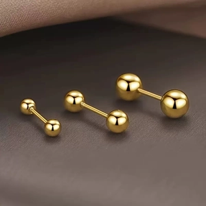 Double Ball Barbell Stud Earrings Stainless Steel Cartilage Piercing Screw Back Minimalist Fashion Jewelry For Women Men