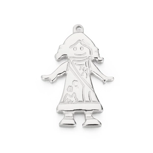 Polished silver stainless steel music girl pendant for creative DIY jewelry making