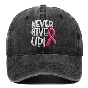 Never Give Up Buchstabe Stickerei Rosa Band Baseballkappe Gewaschene Baumwolle Schirmmütze Brustkrebs Bewusstsein Outdoor Sonnenhut Für Damen Herren