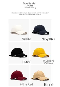 Six colors of washed cotton baseball caps including black, navy, and khaki
