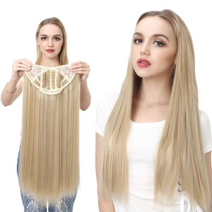 Long Straight Hair Extensions High Temperature Synthetic Fiber Seamless U-Shape Half Head Design Women Beauty Accessory