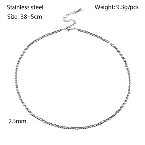 Detail of 2.5mm gold and silver beaded stainless steel necklace with adjustable lobster clasp