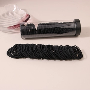 High elasticity black hair ties set with clear storage tube for daily styling