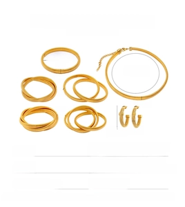 Detailed size chart for stainless steel necklace, bracelet, and earrings jewelry set