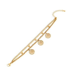 Double-layered gold stainless steel bracelet with star pendants and delicate beads
