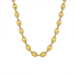 Elegant gold pig nose coffee bean link necklace with minimalist polished metal finish
